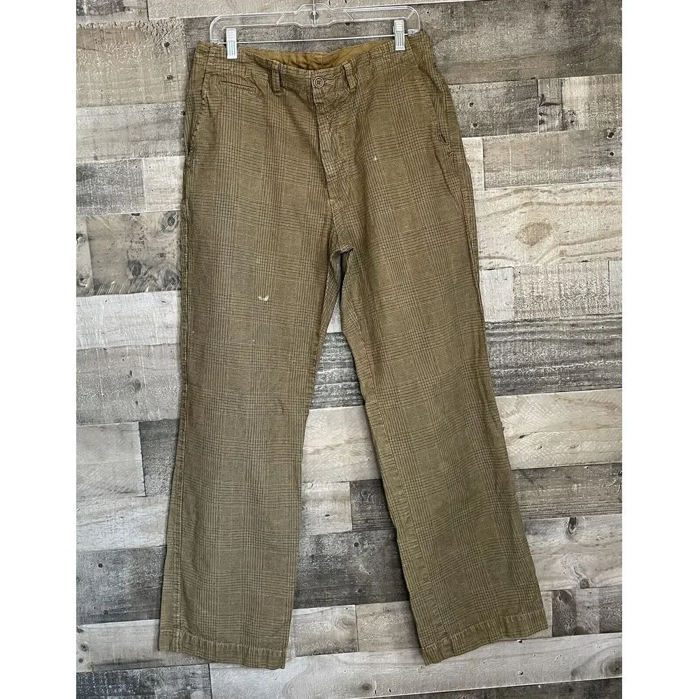 American Eagle Outfitters AE Khaki‎ Chino Pants Mens Size 33 x 32 Brown Plaid